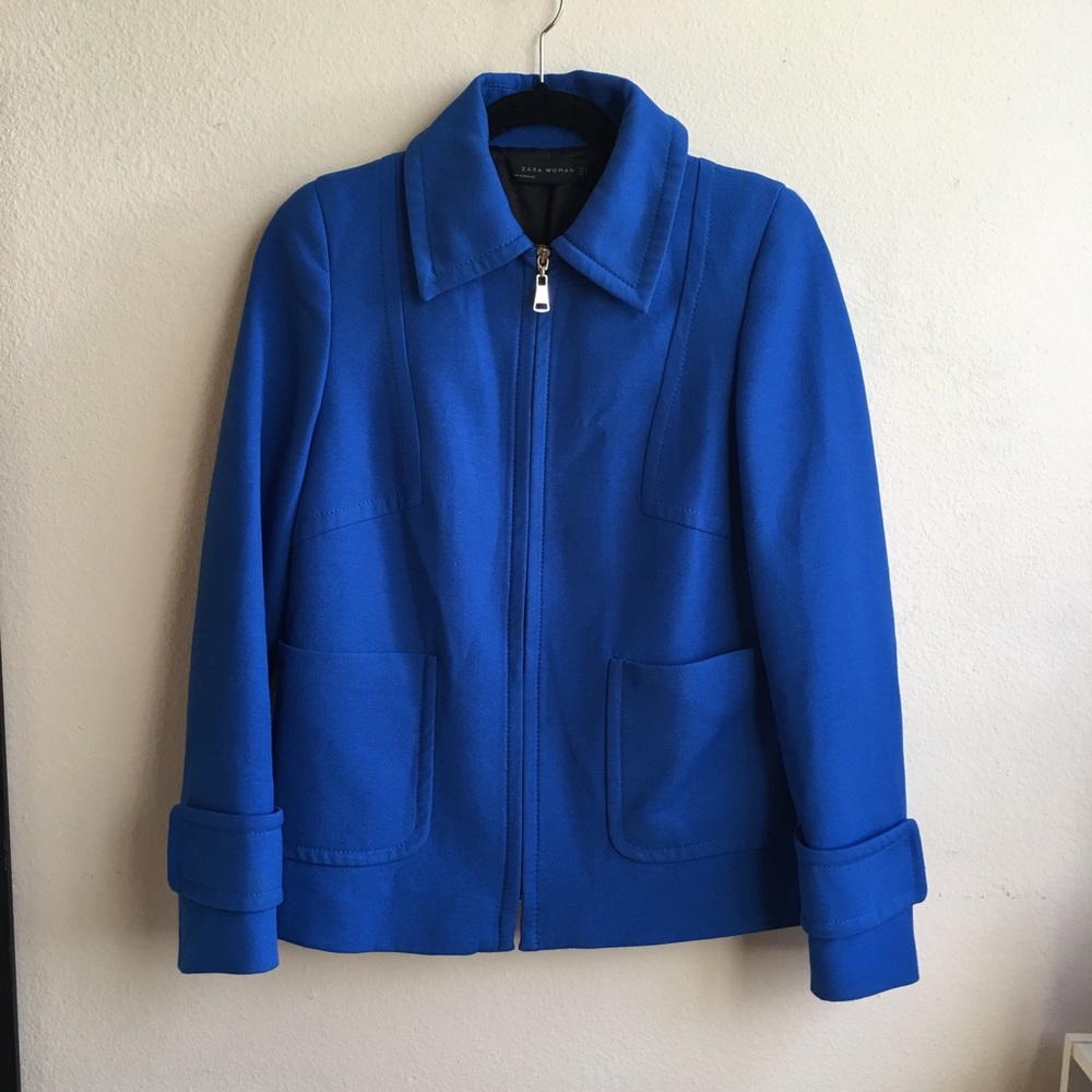 ZARA Structured jacket in royal blue sz small